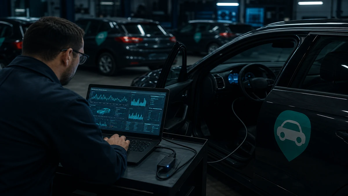 Computer diagnostics and mileage monitoring review with scan tool export on fleet service report, 1200x675